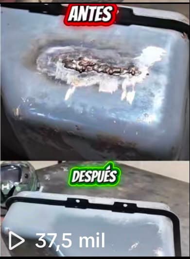 Antes y después de una pieza reparada por BMazonB Maquinaria, tal y como se mostró en el vídeo