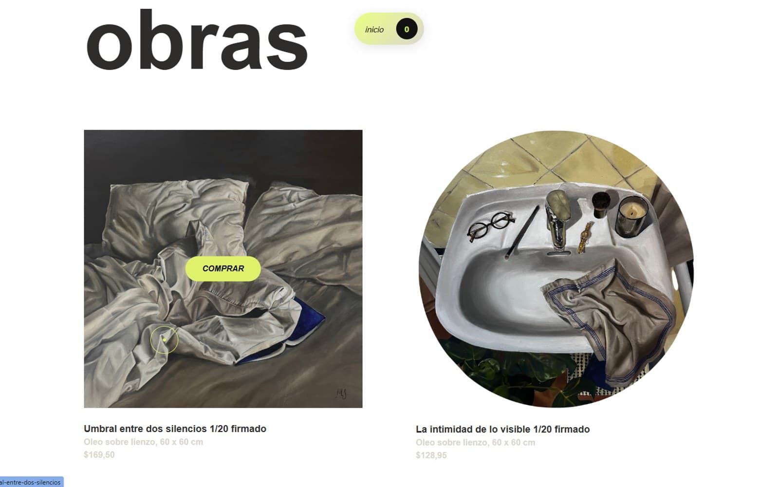 Catálogo de obras a la venta en la tienda online de María Sanchiz